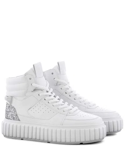 Kennel & Schmenger Glitter-panel High-top Sneakers In White