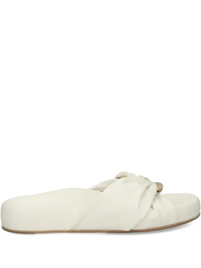Kennel & Schmenger Knotted Gold-tone Ring Sandals In White
