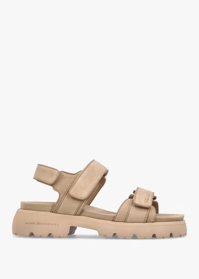 Kennel & Schmenger Skill Beige Nubuck Chunky Sandals In Beige Suede
