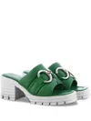 Kennel & Schmenger Square-toe Block-heel Sandals In Green