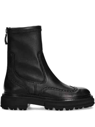 Kennel & Schmenger Zip-detail Brogue Ankle Boots In Black