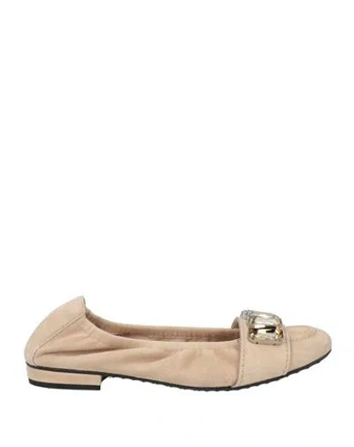 Kennel & Schmenger Malu Buckle Mohair Crystal Suede Ballet Pumps Colou In Beige Suede