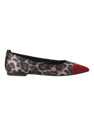 Kennel & Schmenger Women's Greta Cap Toe Ballerina Shoes In Leo/rosso In Multi