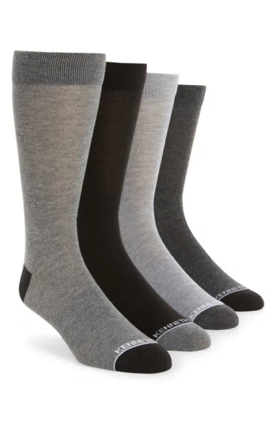 Kenneth Cole 4-pack Feed Stripe Crew Socks In Grey/ Black