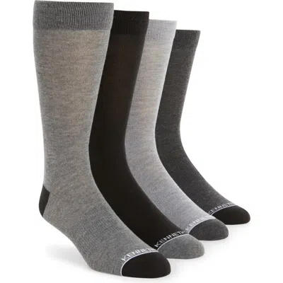 Kenneth Cole 4-pack Feed Stripe Crew Socks In Gray