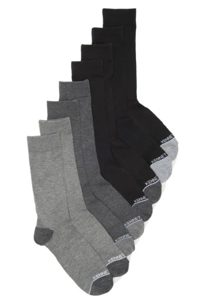 Kenneth Cole 4-pack Pop Stripe Logo Crew Socks In Black