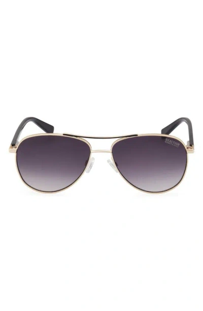 Kenneth Cole 57mm Pilot Sunglasses In Gold / Smoke