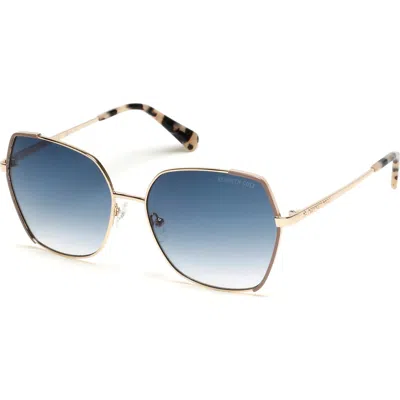 Kenneth Cole 60mm Geometric Sunglasses In Blue