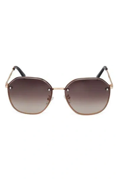Kenneth Cole 60mm Geometric Sunglasses In Brown