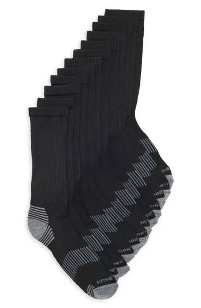 Kenneth Cole 6-pack Assorted Cushioned Crew Length Socks In Black