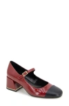Kenneth Cole Alec Mary Jane Pump In Rio Red/black Patent