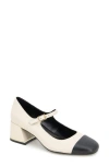 Kenneth Cole Alec Mary Jane Pump In White/black Leather