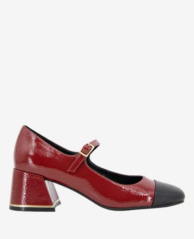 Kenneth Cole Alec Patent Cap Toe Mary Jane In Rio Red Black Patent
