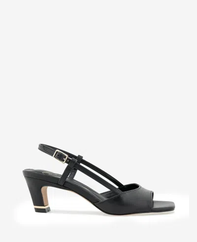 Kenneth Cole Anna Leather Open Toe Slingback Sandal In Black