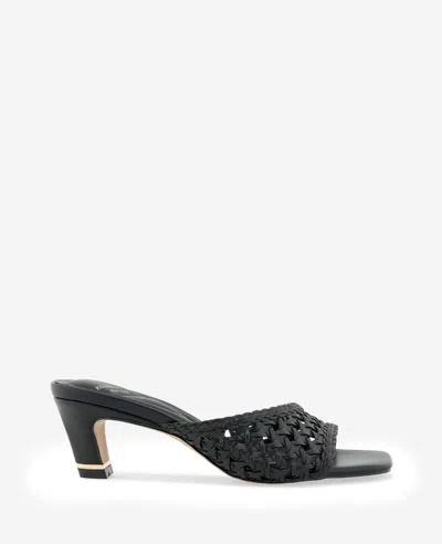 Kenneth Cole Arita Woven Leather Open Toe Heel In Black