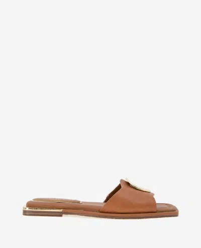 Kenneth Cole Asher Leather Metal Ring Sandal In Tan Leather