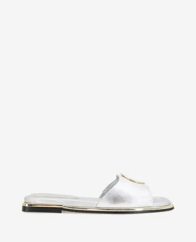 Kenneth Cole Asher Metallic Metal Ring Sandal In Silver Leather