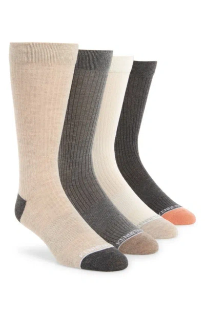 Kenneth Cole Assorted 4-pack Dress Crew Socks In Gray