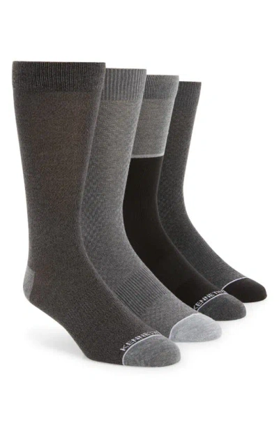 Kenneth Cole Assorted 4-pack Piqué Welt Crew Socks In Gray