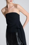 Kenneth Cole Asymmetric Hem Strapless Top In Black