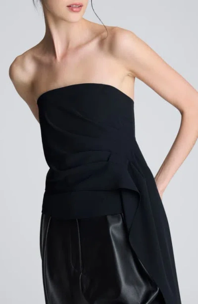 Kenneth Cole Asymmetric Hem Strapless Top In Black