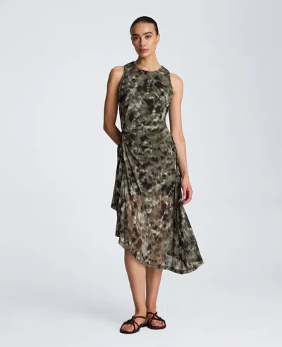 Kenneth Cole Asymmetrical Hem Midi Dress In Multi