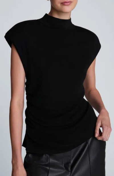 Kenneth Cole Extedned Shoulder Asymmetrical Mock Neck Sweater In Black