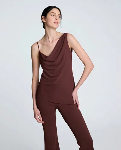 Kenneth Cole Asymmetric Drape Sleeveless Top In Burgundy