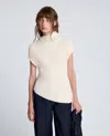 Kenneth Cole Asymmetrical Ribbed Mock Neck Sweater In White