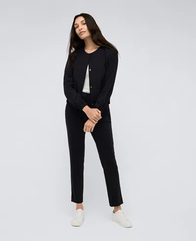 Kenneth Cole Athletic Stretch Collarless Bomber Jacket In Black