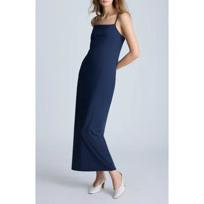 Kenneth Cole Athletic Stretch Maxi Slipdress In Dark Navy