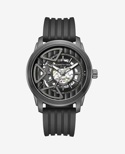 Kenneth Cole Automatic Silicone Watch In Black