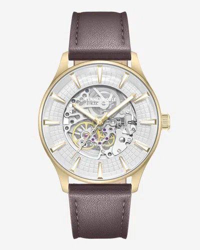 Kenneth Cole Automatic Strap Watch In Brown Dark
