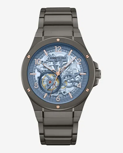 Kenneth Cole Automatic Tinged Glass Bracelet Watch In Gun
