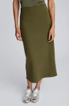 Kenneth Cole Brushed Scuba Pull On Midi Skirt In Green