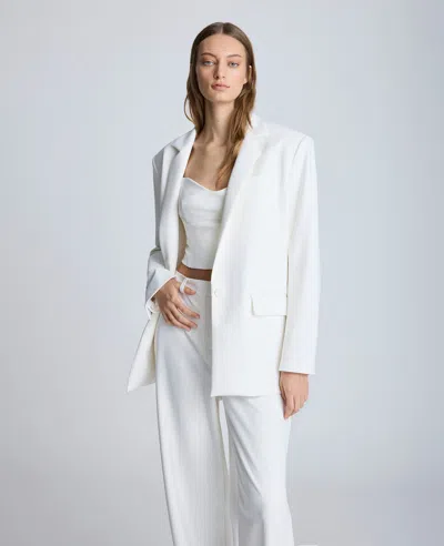 Kenneth Cole Balance Stretch One Button Boyfriend Jacket In Pure White