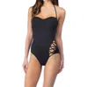 Kenneth Cole Bandeau One Piece Swimsuit In Solid Black In Multi