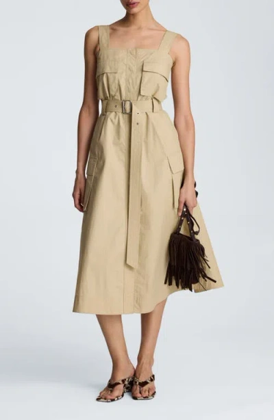 Kenneth Cole Belted Cargo Midi Dress In Neutral