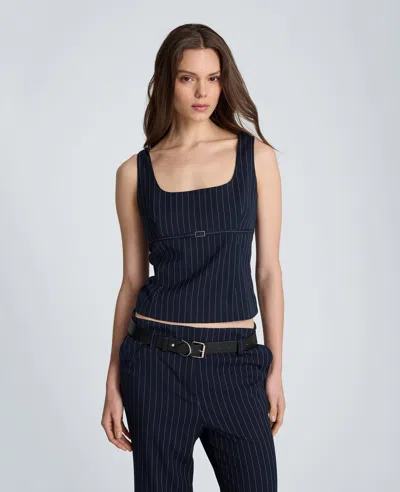 Kenneth Cole Belted Empire Waist Fitted Bodice Top