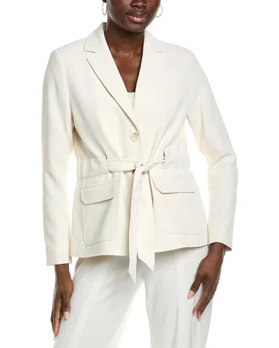 Kenneth Cole Belted Patch Pocket Jacket In White