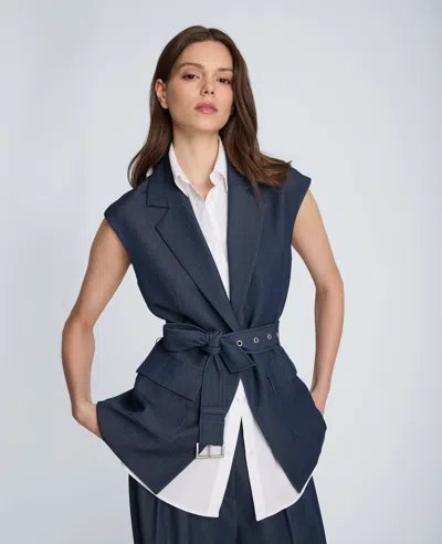 Kenneth Cole Belted Vest With Removeable Shirt In Blue