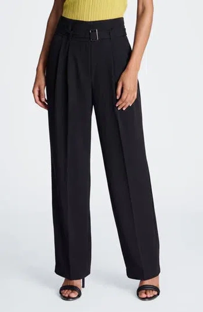 Kenneth Cole Belted Wide Leg Pants In Black