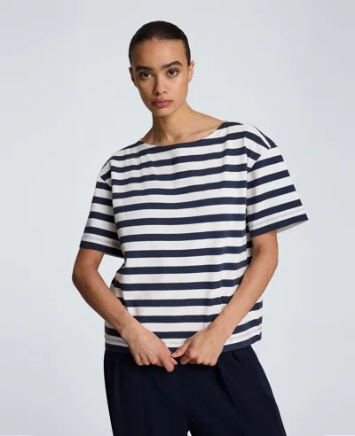 Kenneth Cole Boat Neck Boyfriend Tee In Black