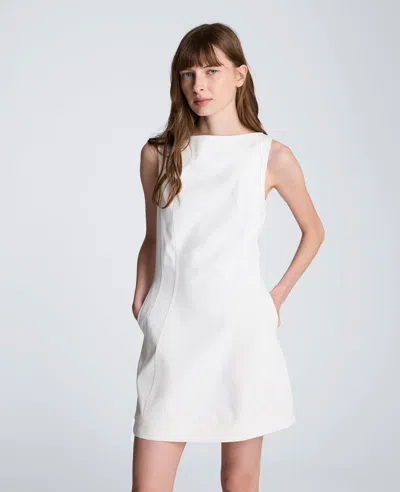 Kenneth Cole Boat Neck Sculpt Mini Dress In White