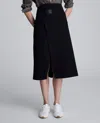 Kenneth Cole Boiled Wool Asymmetrical Slit Midi Skirt In Black