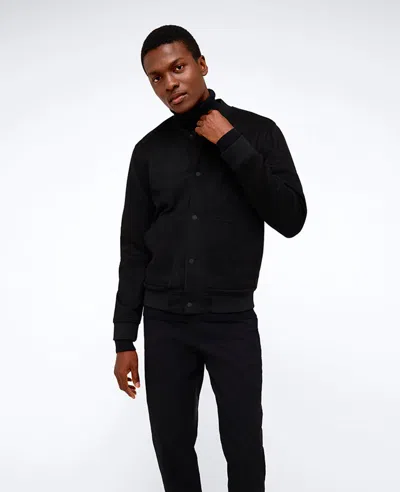 Kenneth Cole Bomber Collar Trucker Jacket In Black