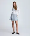 Kenneth Cole Box Pleat Mini Skort With Double Belt In Grey Dusk Melange