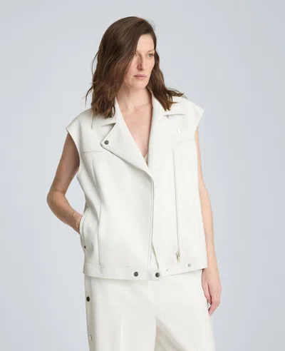 Kenneth Cole Boxy Fit Moto Vest In White