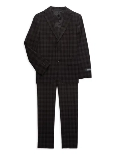 Kenneth Cole Kids' Boy's Plaid Suit In Black