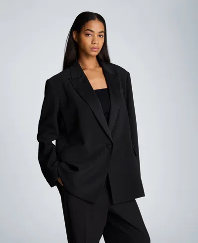 Kenneth Cole Boyfriend Jacket With Contrast Lapel In Black